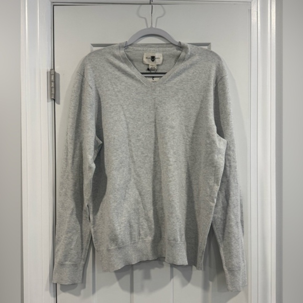 Men’s Black Brown 1826 Long Sleeve Sweater Knit Grey Large NWT